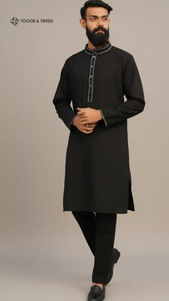 Elegant Pakistani Jacquard Panjabi by Togor & Tweed, featuring intricate woven patterns and premium craftsmanship.