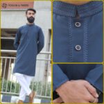 Blue Pakistani Jacquard Panjabi – Togor & Tweed Premium Menswear