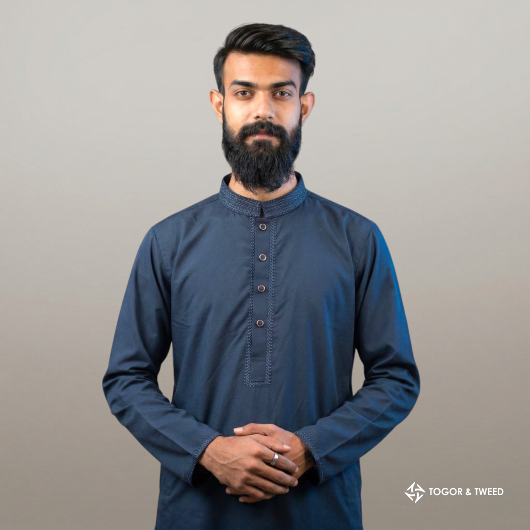 Gemini_Generated_Image_o56e4wo56e4wo56e Navy Pakistani Jacquard Panjabi - Image 1