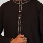 Black Pakistani Jacquard Panjabi - Image 2