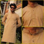 Light Brown Pakistani Jacquard Panjabi - Image 3