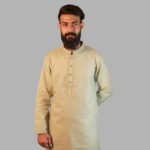 Light Beige Pakistani Jacquard Panjabi