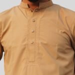 Light Brown Pakistani Jacquard Panjabi - Image 2