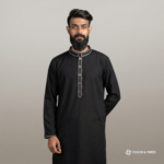 Black Pakistani Jacquard Panjabi