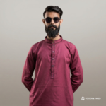 Maroon Pakistani Jacquard Panjabi