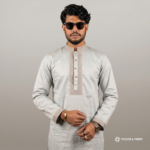 Light Beige Pakistani Jacquard Panjabi