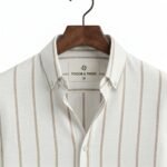 White and Brown Striped Men's Shirt