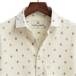 Men’s Cream Geometric Pattern Printed Shirt