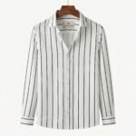 White and Black Striped Men's Shirt - Image 2