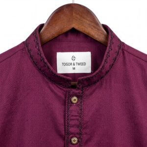 Textured Maroon Bamboo Scratch Panjabi