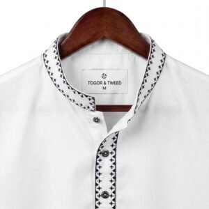 White Pakistani Jacquard Panjabi