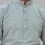 Light Beige Pakistani Jacquard Panjabi - Image 2