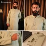 Sage Green With Embroidered Placket Bamboo Scratch Panjabi - Image 3