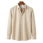 Beige Textured Men's Shirt - Image 2