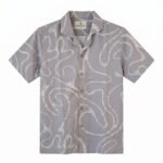 Togor & Tweed Men’s Light Grey Abstract Print Short Sleeve Cuban Collar Shirt