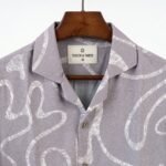 Togor & Tweed Men’s Light Grey Abstract Print Short Sleeve Cuban Collar Shirt