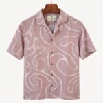 Togor & Tweed Men’s Dusty Rose Abstract Print Short Sleeve Cuban Collar Shirt
