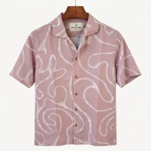 Togor & Tweed Men’s Dusty Rose Abstract Print Short Sleeve Cuban Collar Shirt