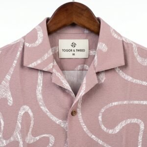 Togor & Tweed Men’s Dusty Rose Abstract Print Short Sleeve Cuban Collar Shirt