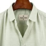 Togor & Tweed Men’s Sage Green Textured Geometric Grid Long Sleeve Dress Shirt
